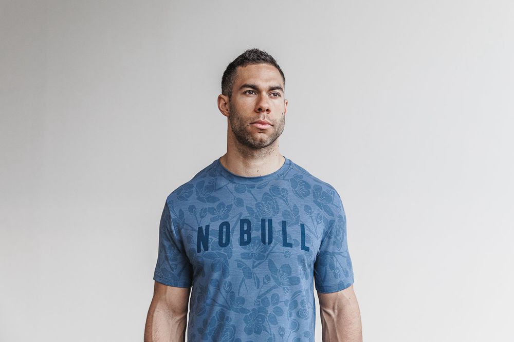 T-Shirts NOBULL Homme Bleu - NOBULL (Cherry Blossom),France (3047-EBGIR)